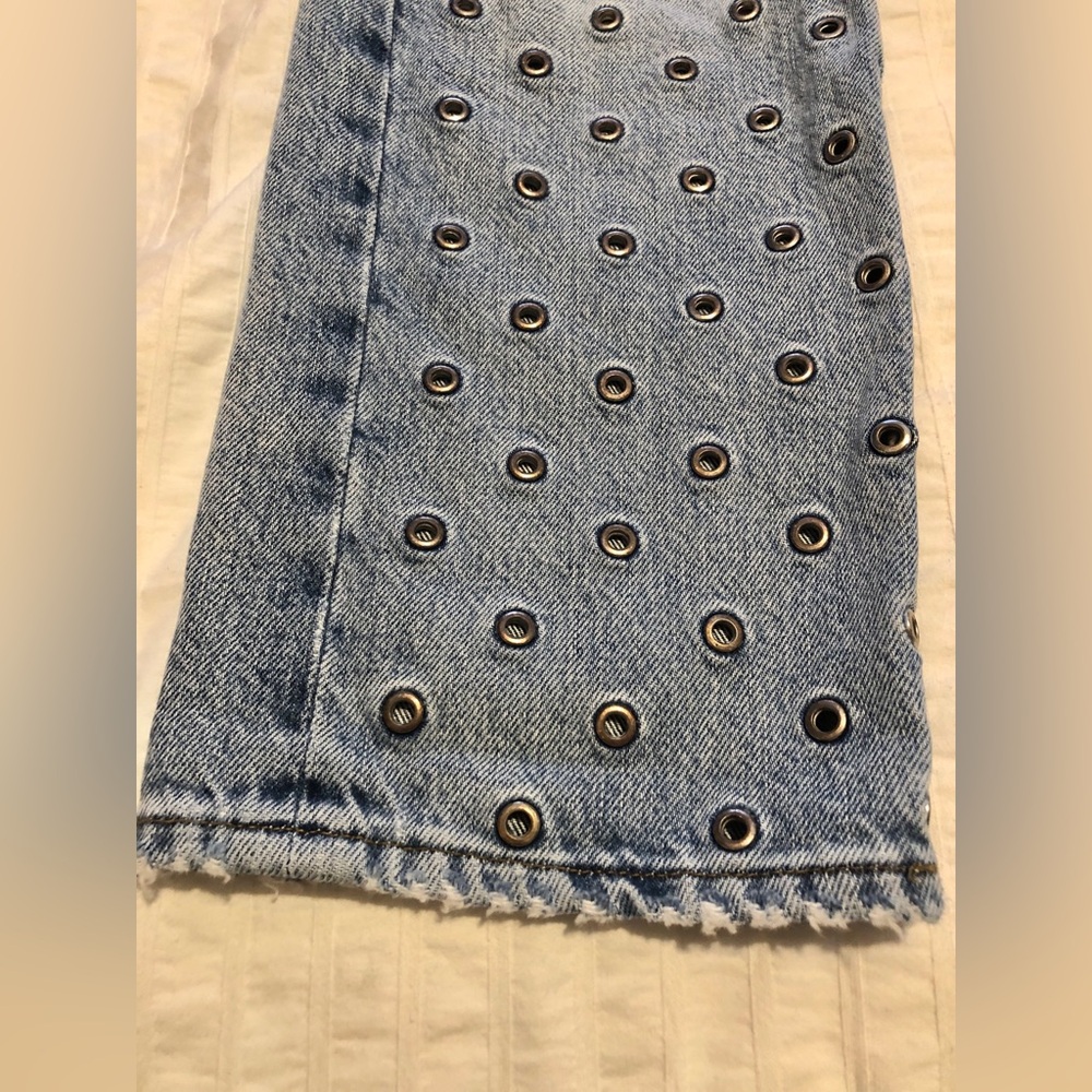 FRAME Le Slouch Eyelet Studded Low Rise Jeans – Size 27 Grunge rocker - Picture 3 of 10
